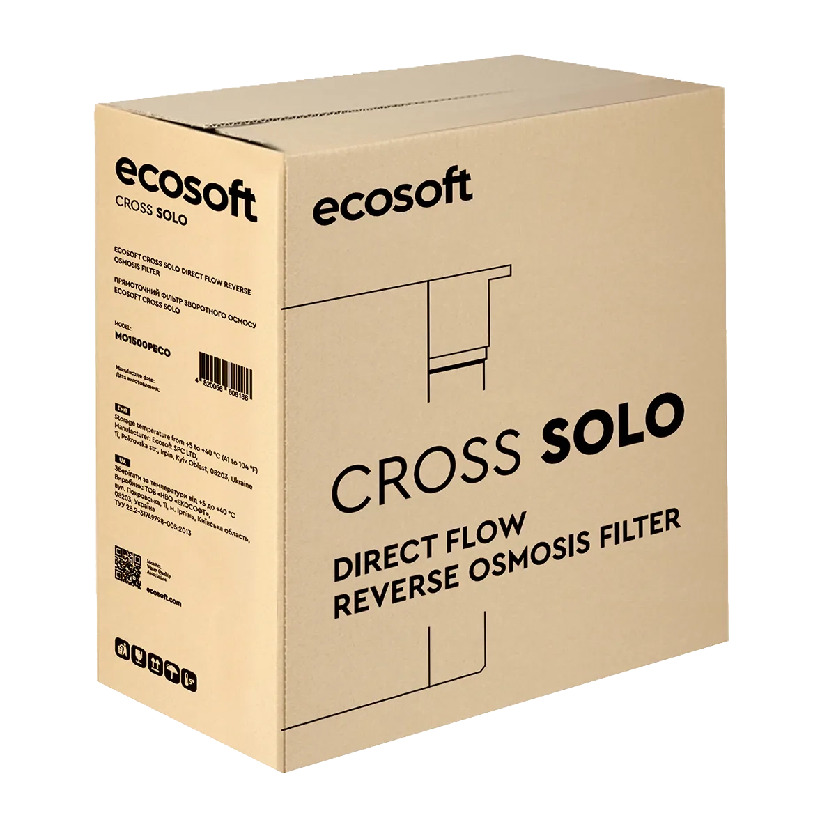 Kartog till vattenfilter från ecosoft Osmosfilter RO CROSS SOLO