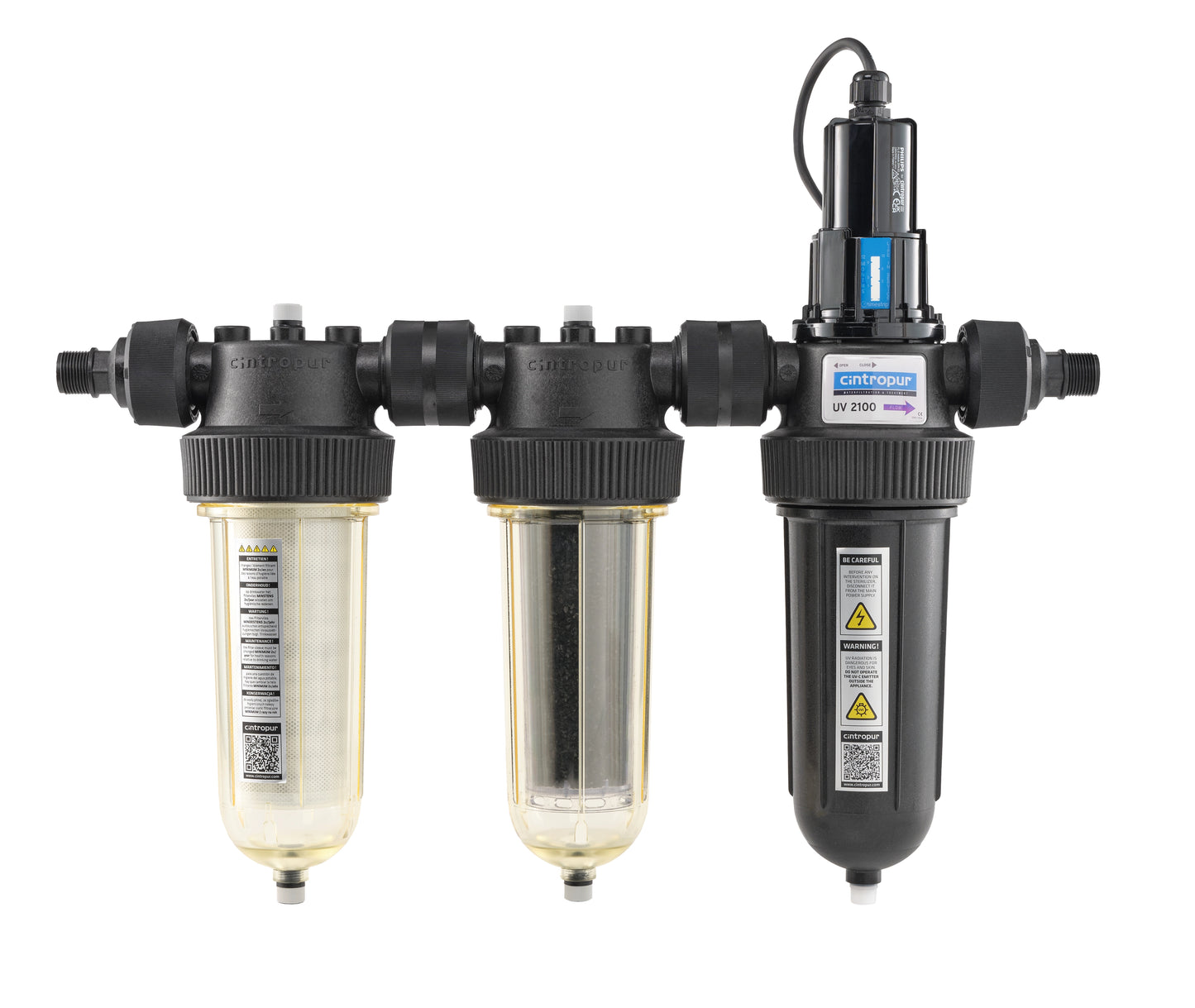 Vaksida av Vattenfilter med UV/partikel/kol, vattenfilterserie nw 25 trio