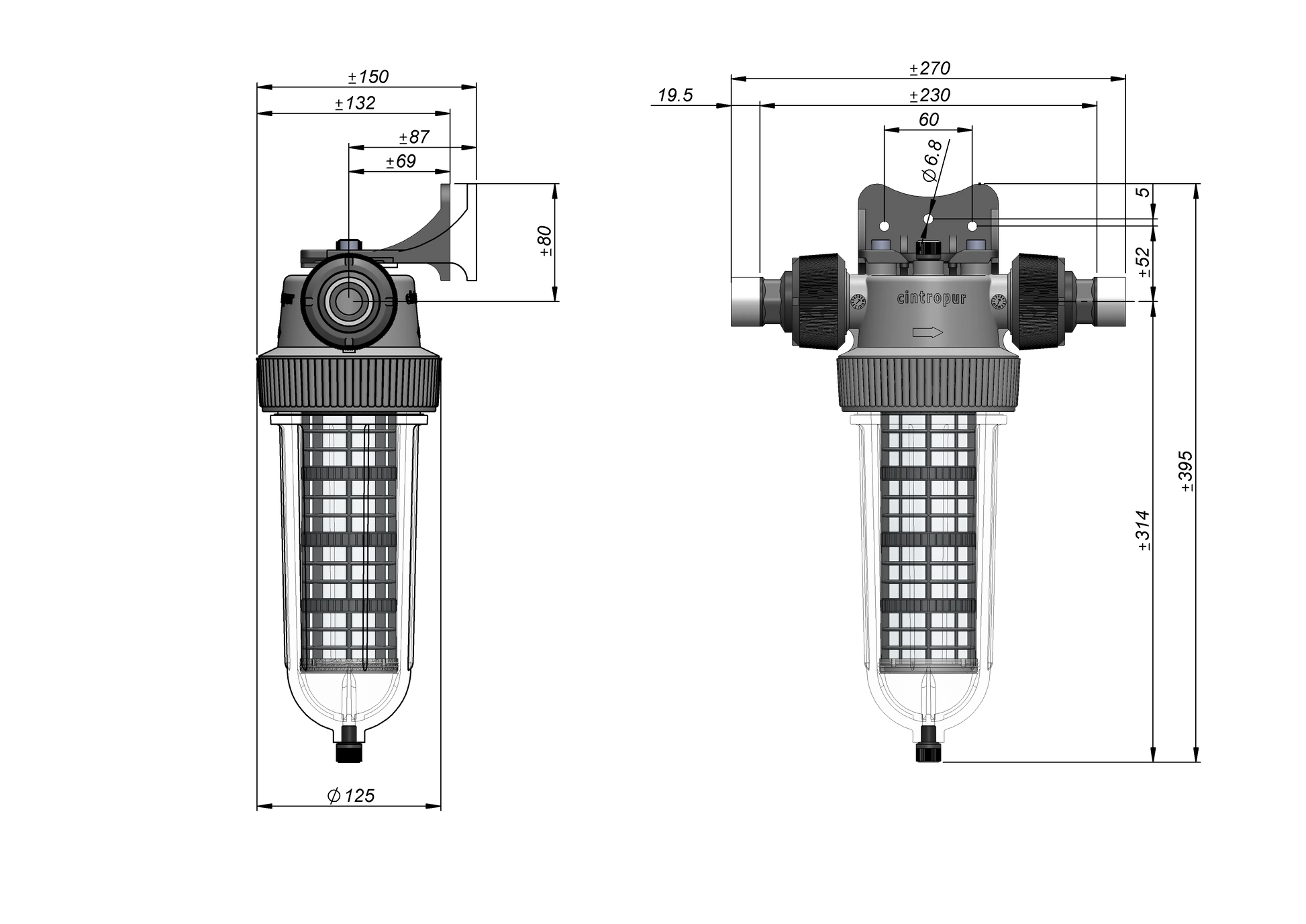 Insidan av partikelfilter för egen brunn
